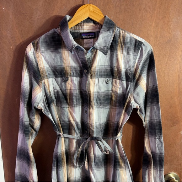 Patagonia Featherstone Plaid Long-Sleeve Mini Shirt Dress Size 8 - Picture 5 of 8